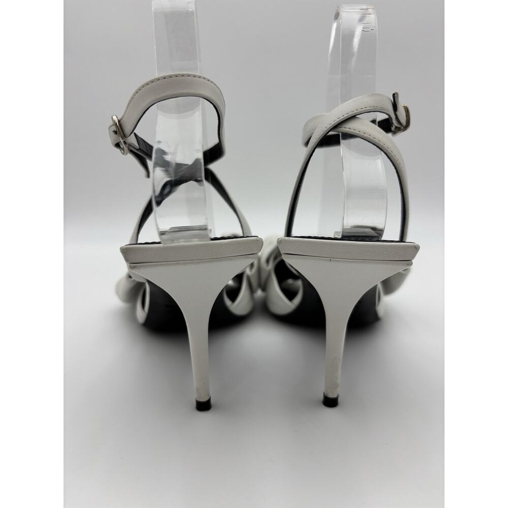 Balenciaga Knife Bow Sandals White Leather Size 37 / 7 Ankle Strap Pillow Puff - Picture 3 of 16